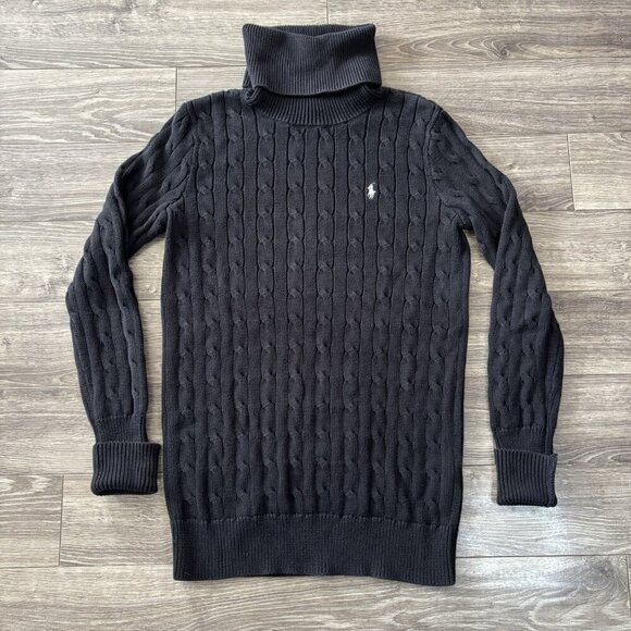 VTG Ralph Lauren Sport Turtleneck Sweater Mens M Cable Knit Pullover 90s Y2K - Picture 1 of 16